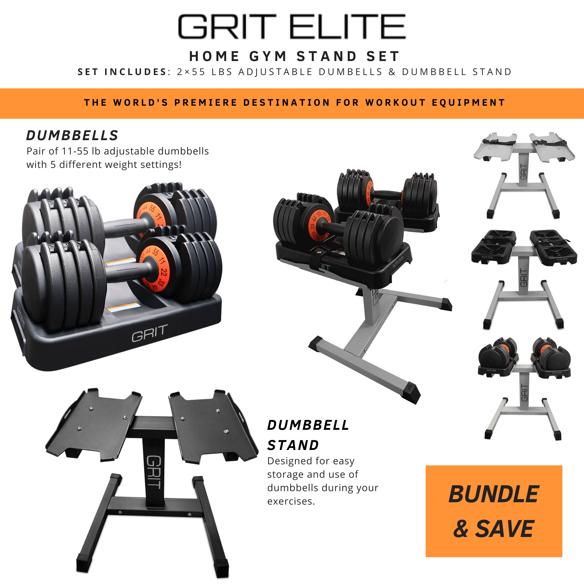 Buy 2x 55 LBS Dial Adjustable Dumbbells with Dumbbell Weight Stand