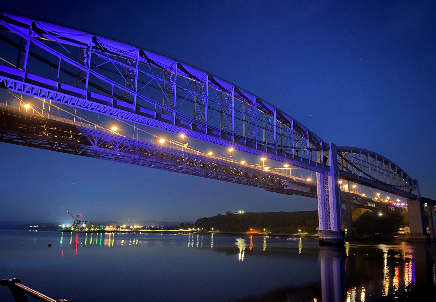 Royal Albert Bridge turns blue in support of NHS Rail Engineer