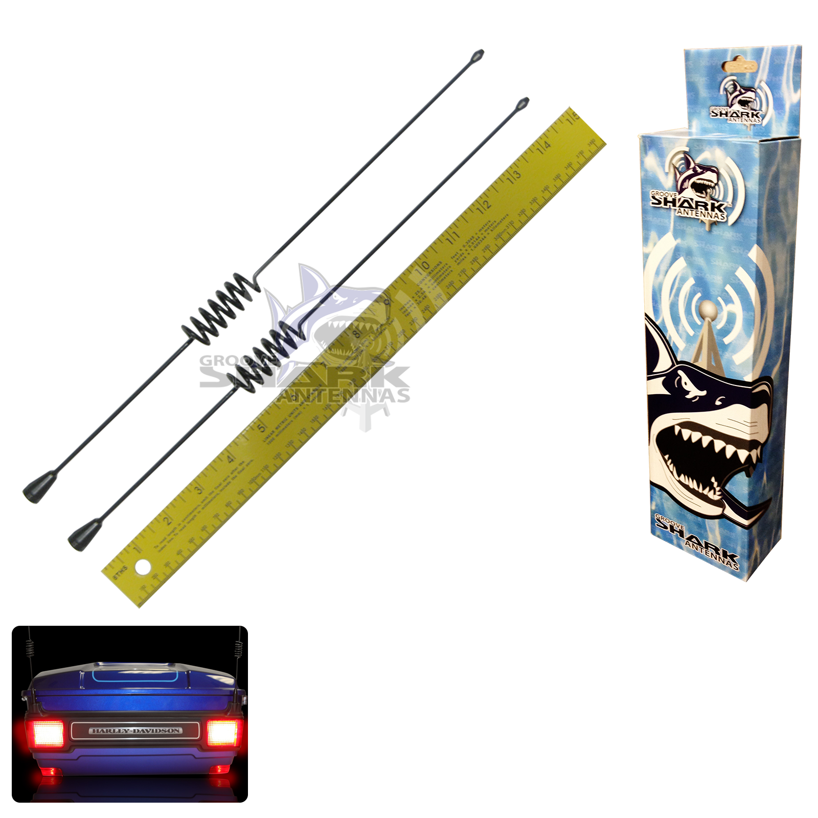 2 Hog Tail (14.5") Antenna Harley Davidson Ultra Classic AM FM Car