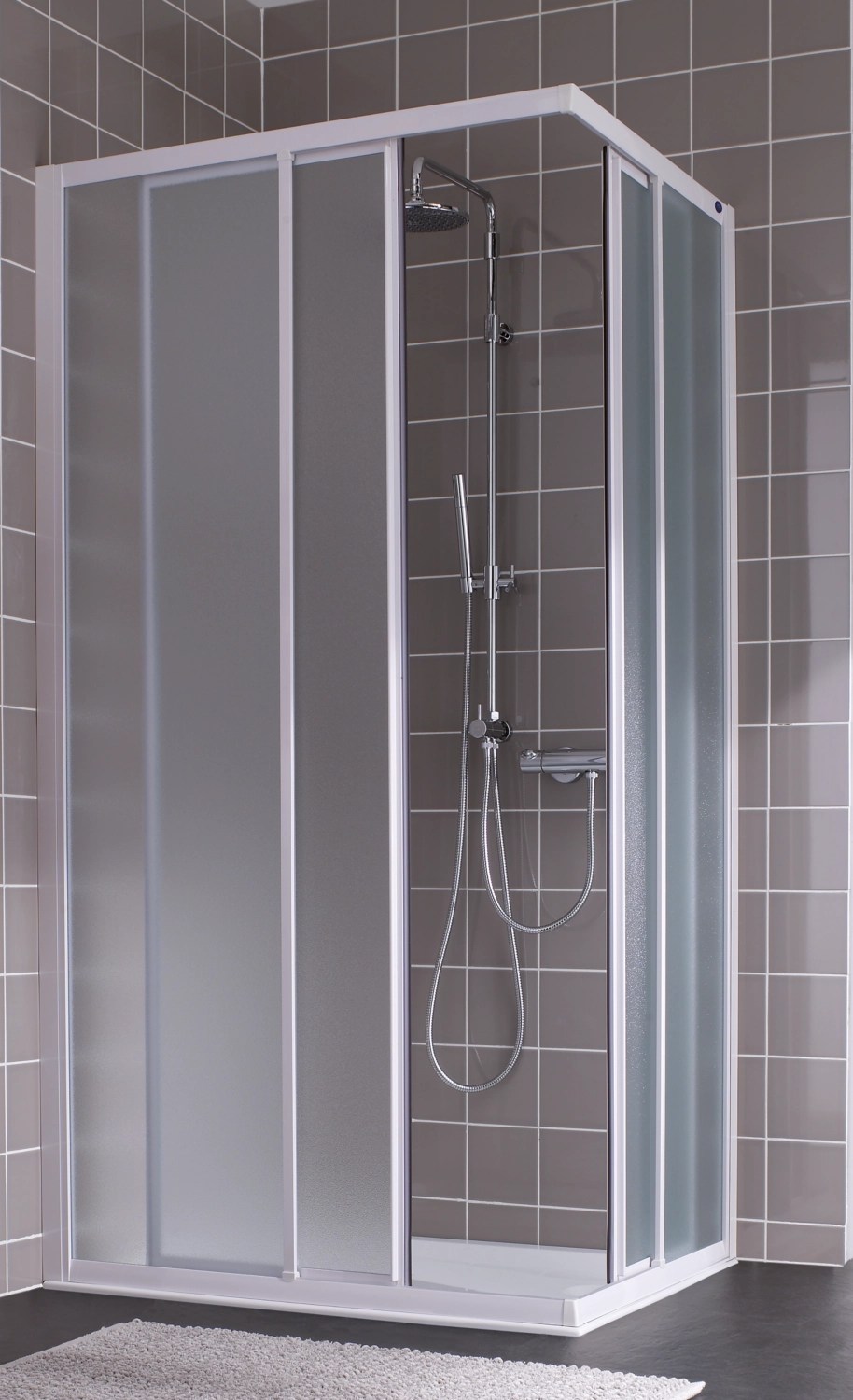 Porte Atout 2 Coulissante Acces D Angle Profil Blanc Verre