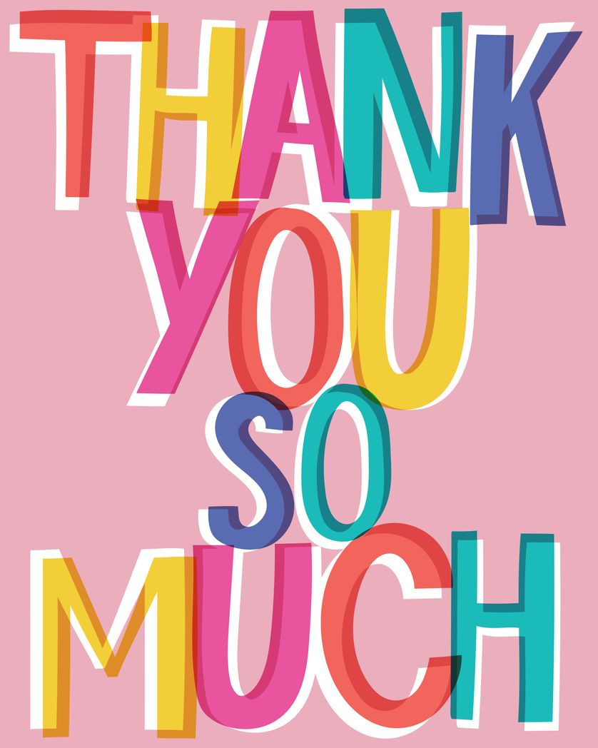 Group Cards - thank you so much - pink text