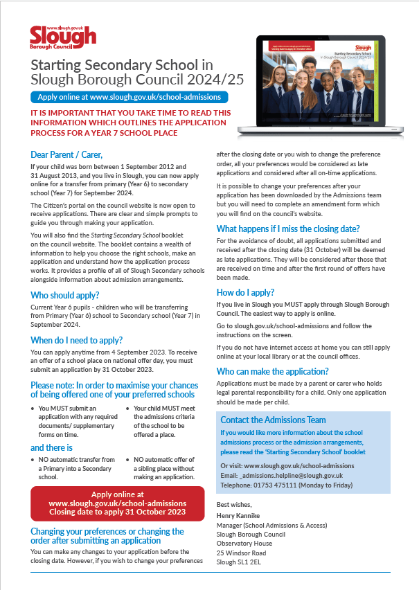 Admissions Overview Grove Academy