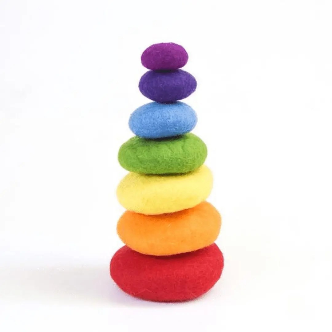 Felt Sensory Stacking Stones (Rainbow) by Tara Treasures