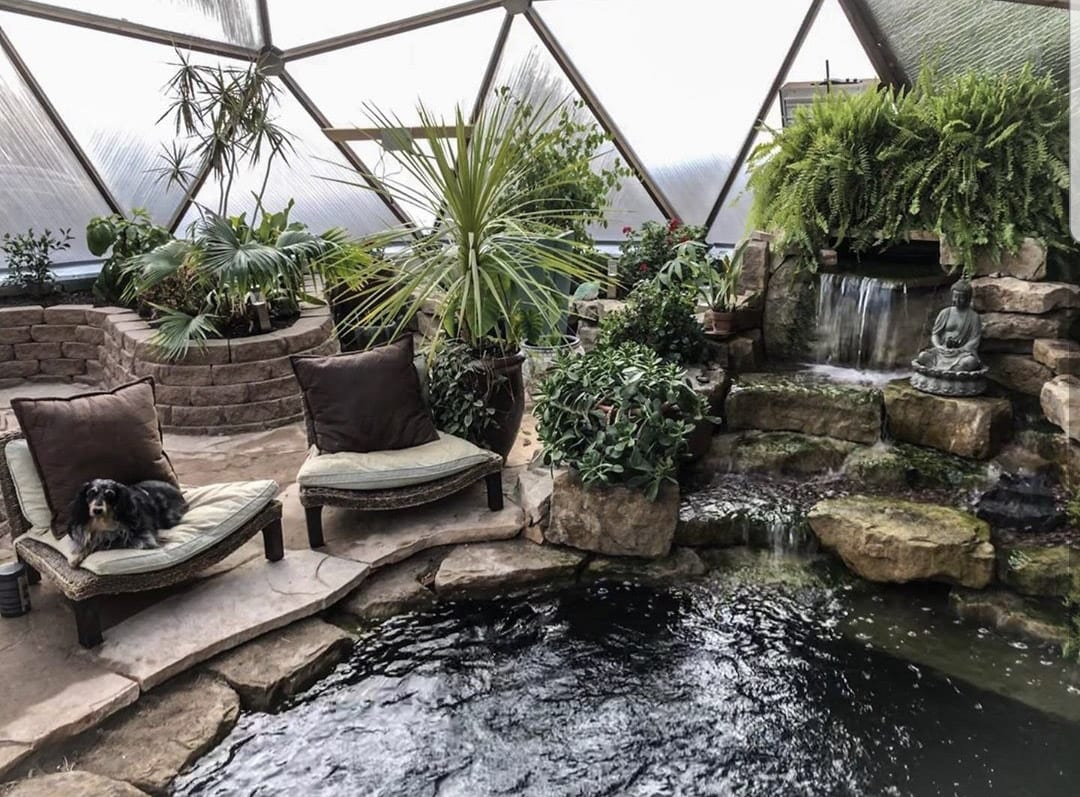 The Above Ground Pond Provides Thermal Mass in the Greenhouse