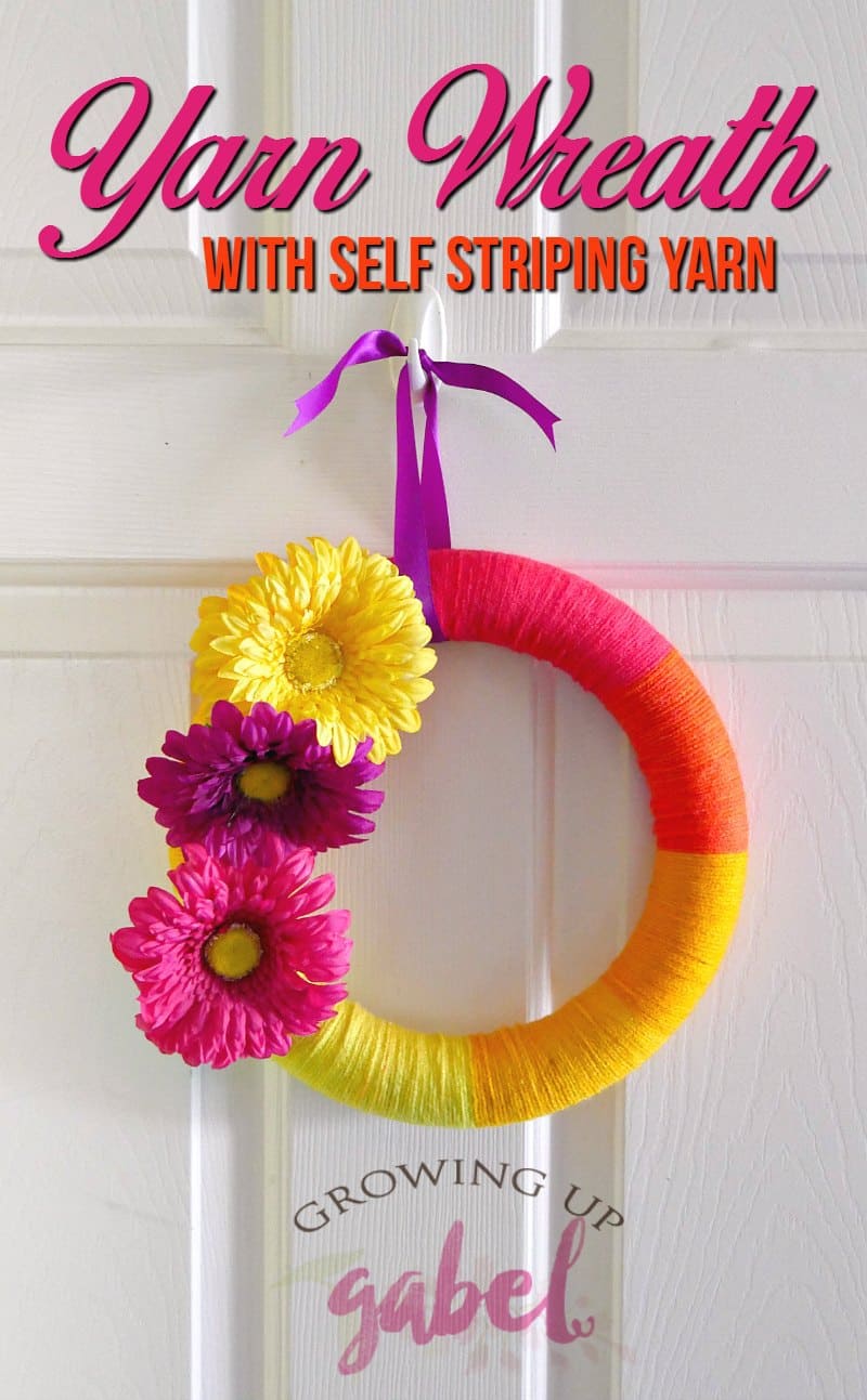 Colorful Yarn Wreath with Self Striping Yarn