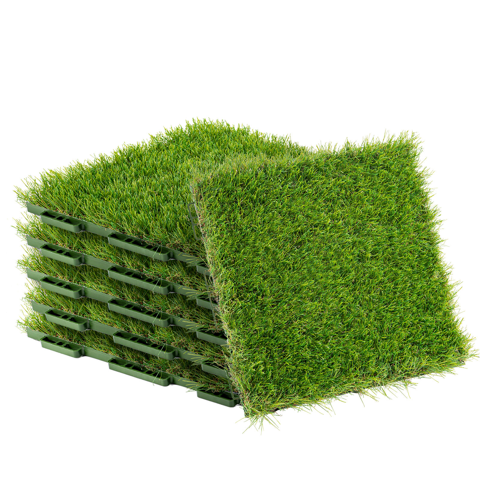 GROWNEER 1.57 Inch 6 Pcs Artificial Grass Squares Growneer