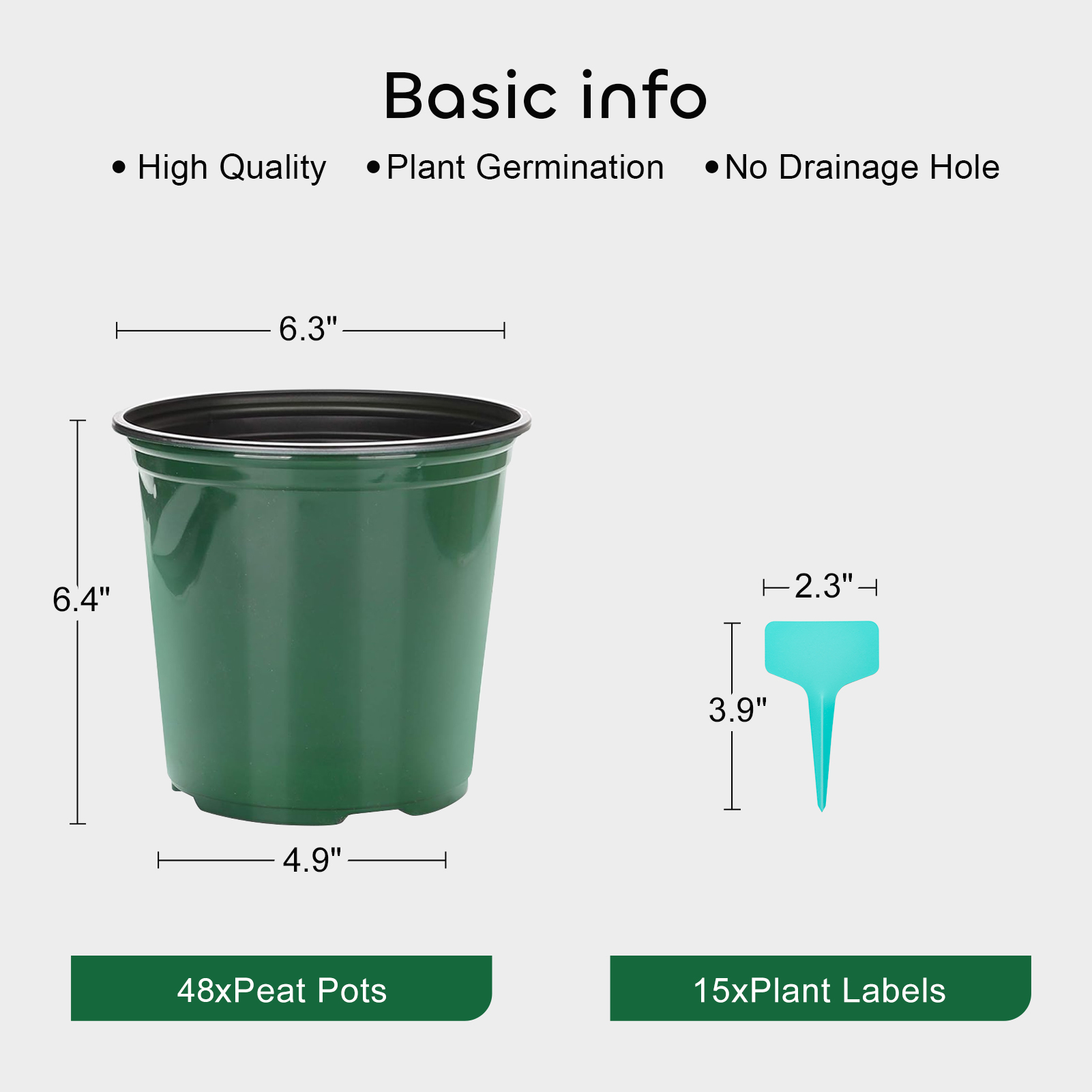 GROWNEER 48 Set 6" 1 Gallon for Plants Flexible Nursery Pot with