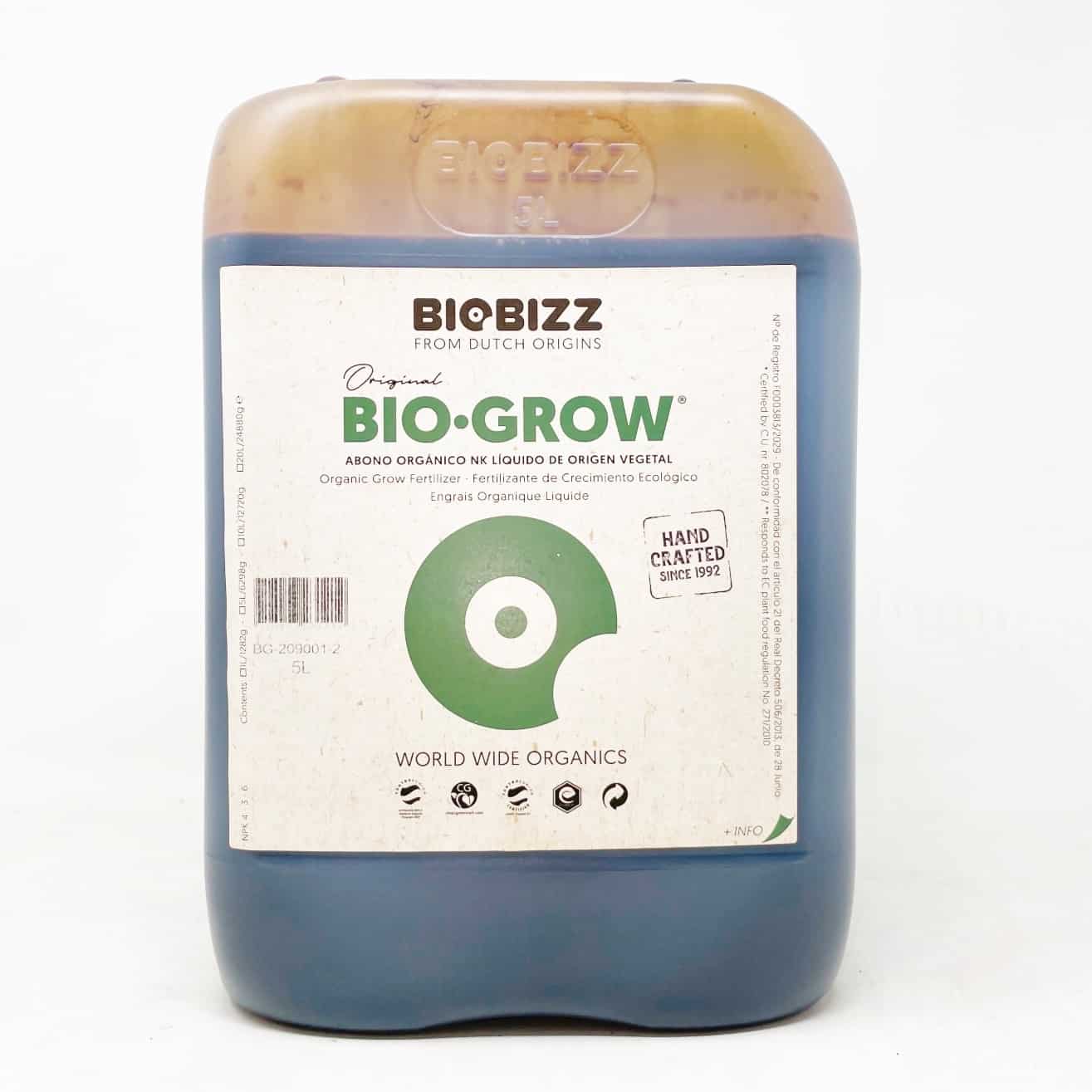 BioGrow Liquid Fertilizer, 5L Growzone Mallorca