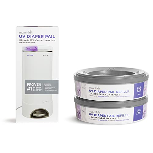 Munchkin® UV Diaper Pail, Kills OdorCausing Bacteria with Each Use