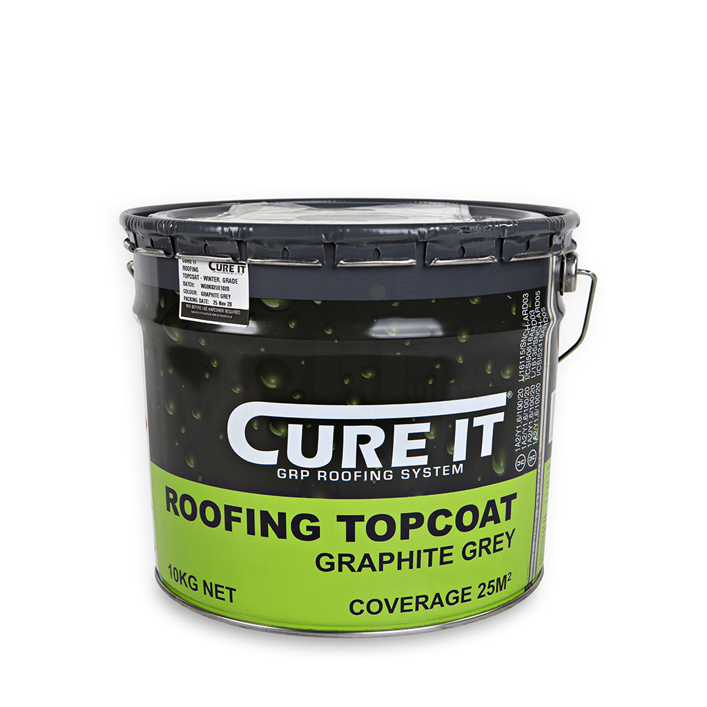 Cure It Roofing Topcoat Graphite Grey (10kg) GRP UK LTD