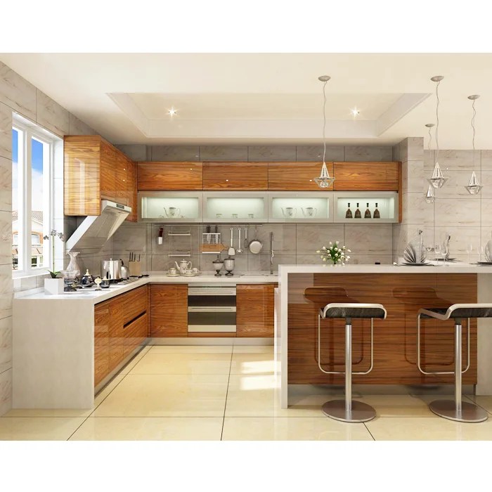 High Glossy UV Wood Grain Finish UV Kitchen GRT KC01 GRT