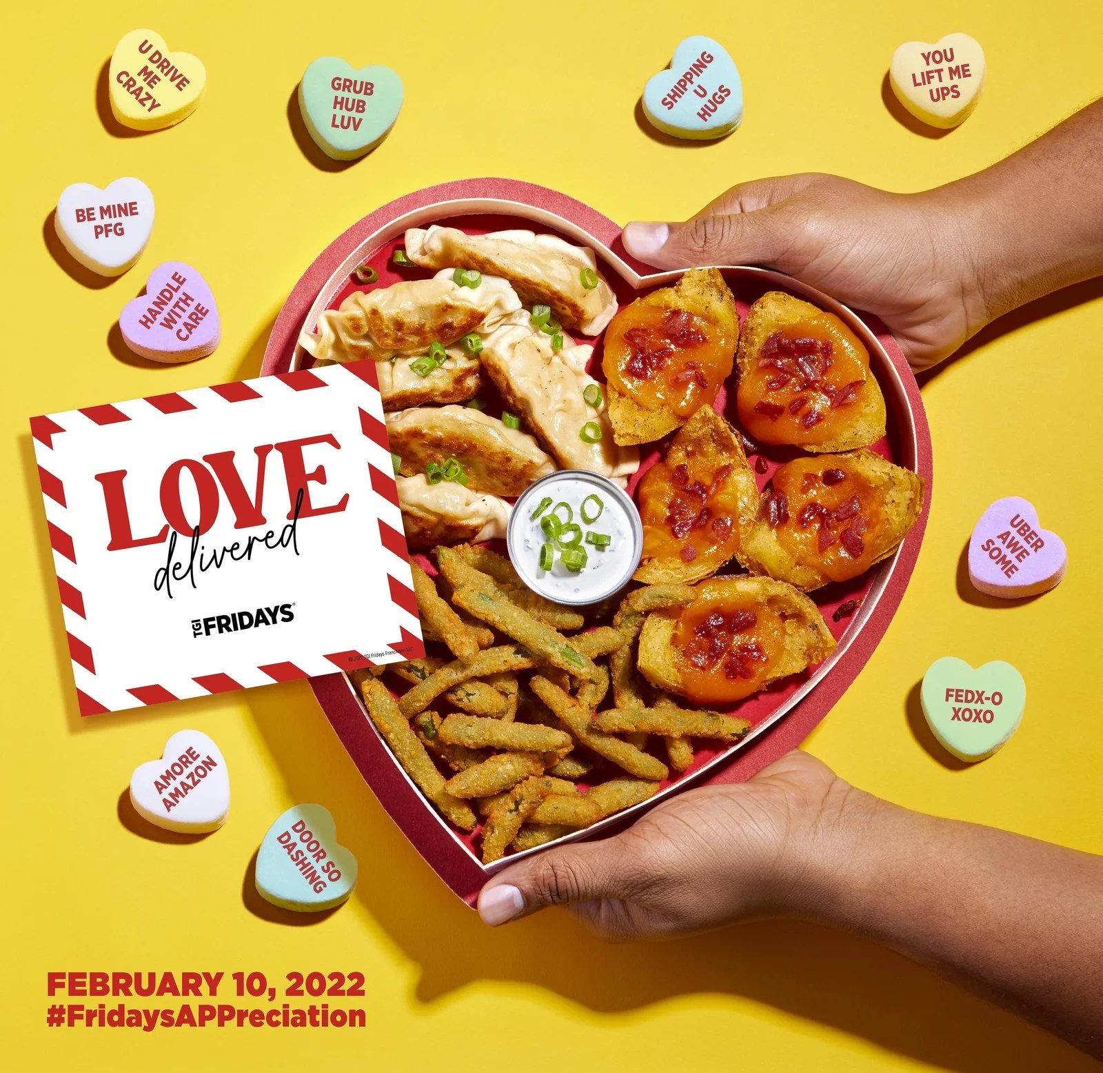 Fridays will give a free appetizer to delivery drivers on February 10