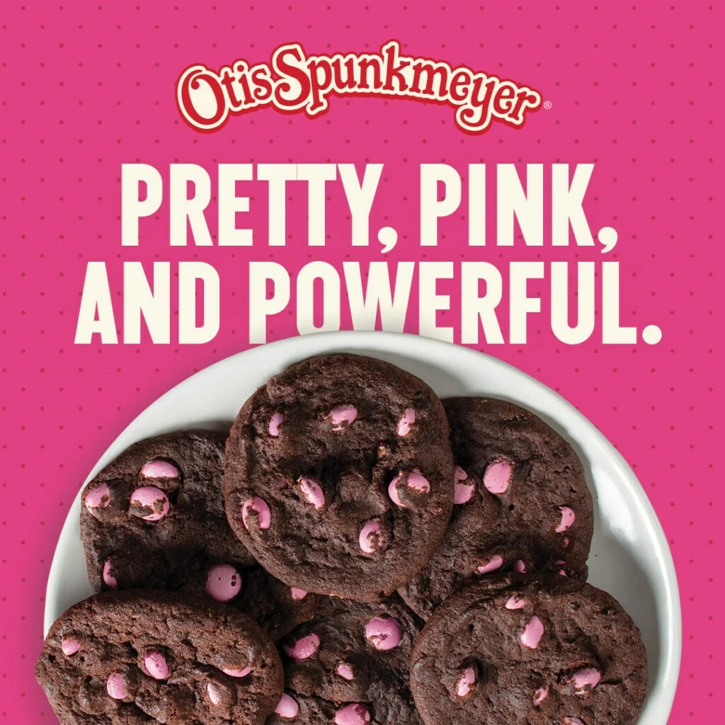 Otis Spunkmeyer’s new Sweet Discovery Double Chocolate Cookie with Pink