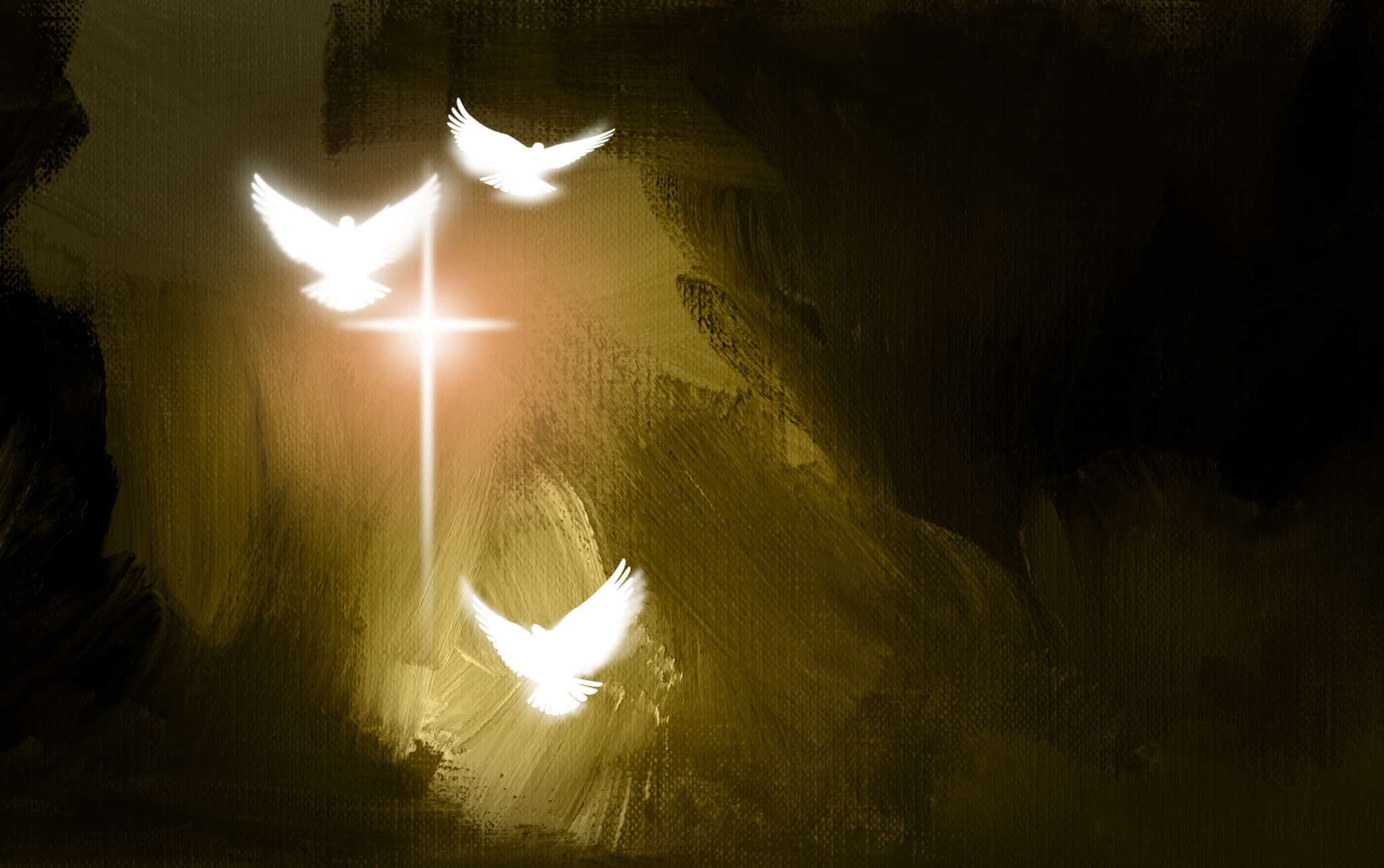 Spiritual Doves and Salvation Cross / Art symbolic of the salvation of