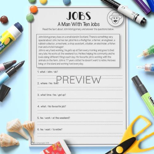 Jobs A Man With Ten Jobs Fun ESL Worksheet For Kids