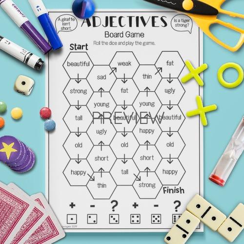 Adjectives Board Game Fun ESL Worksheet For Children