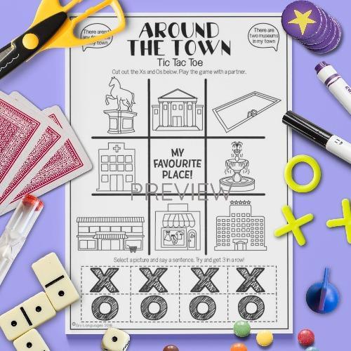 Around The Town Tic Tac Toe Game ESL Worksheet For Kids