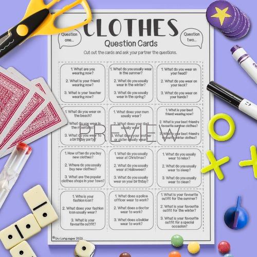 Clothes Question Cards Fun ESL Activity For Children