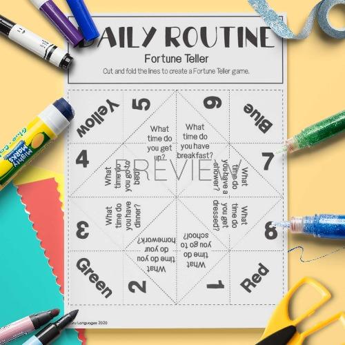 Daily Routine Fortune Teller Game ESL Activity For Kids
