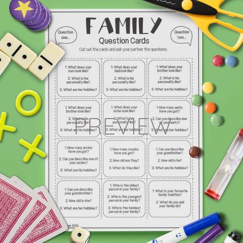 Family Question Cards Fun ESL Worksheet For Kids