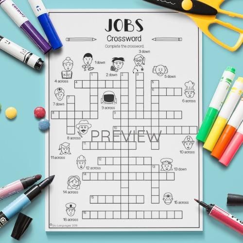 Jobs Crossword Activity Fun ESL Worksheet For Children