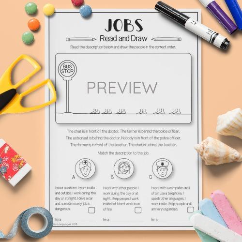 Jobs Read & Draw Activity Fun ESL Worksheet For Kids
