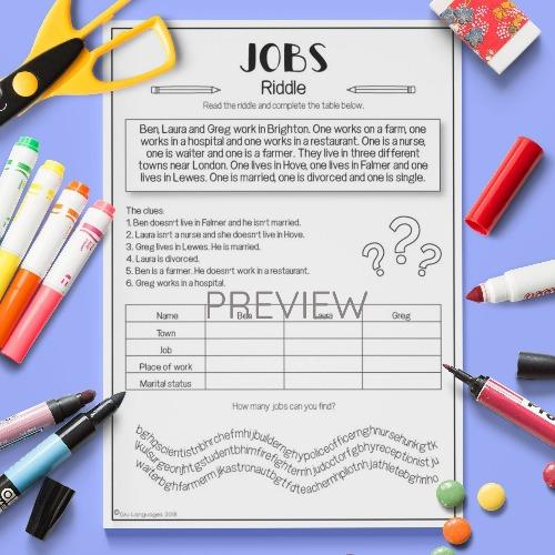 Jobs Riddle Activity Fun ESL Worksheet For Children