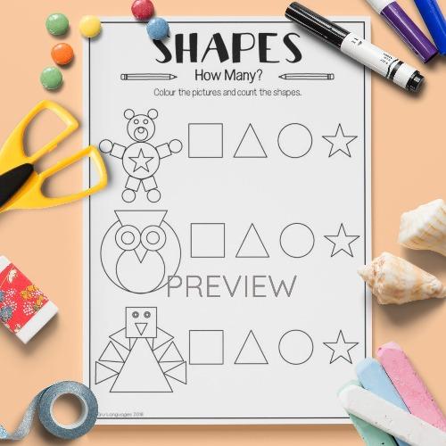 Shapes How Many Shapes Activity ESL Worksheet For Kids