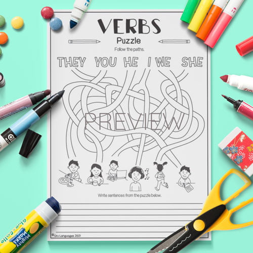 Verbs Puzzle Activity Fun ESL Worksheet For Children