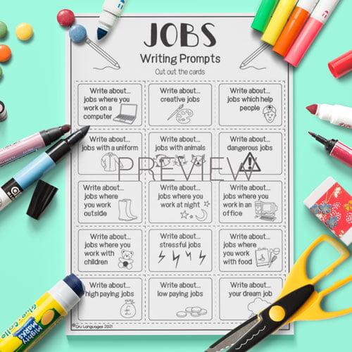 Jobs Writing Prompts Fun ESL Worksheet For Kids