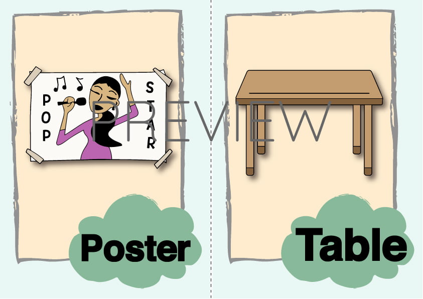 Poster and Table Flashcard Gru Languages