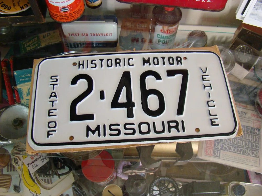 State Of Missouri Historic Motor Vehicle Plates, New Old Stock