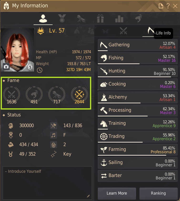 BDO Life Skill Levels, Ranks, Fame, & Experience Chart GrumpyG