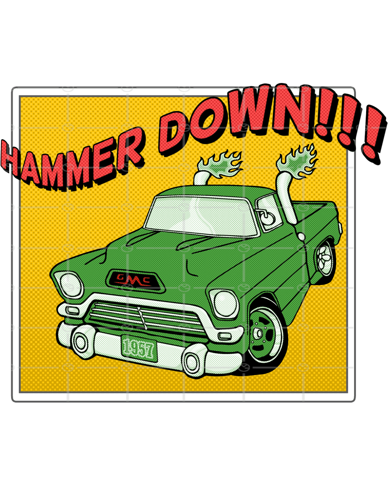 1950s Classic Truck Comic Design Hammer Down Grumpy Old Man Studios