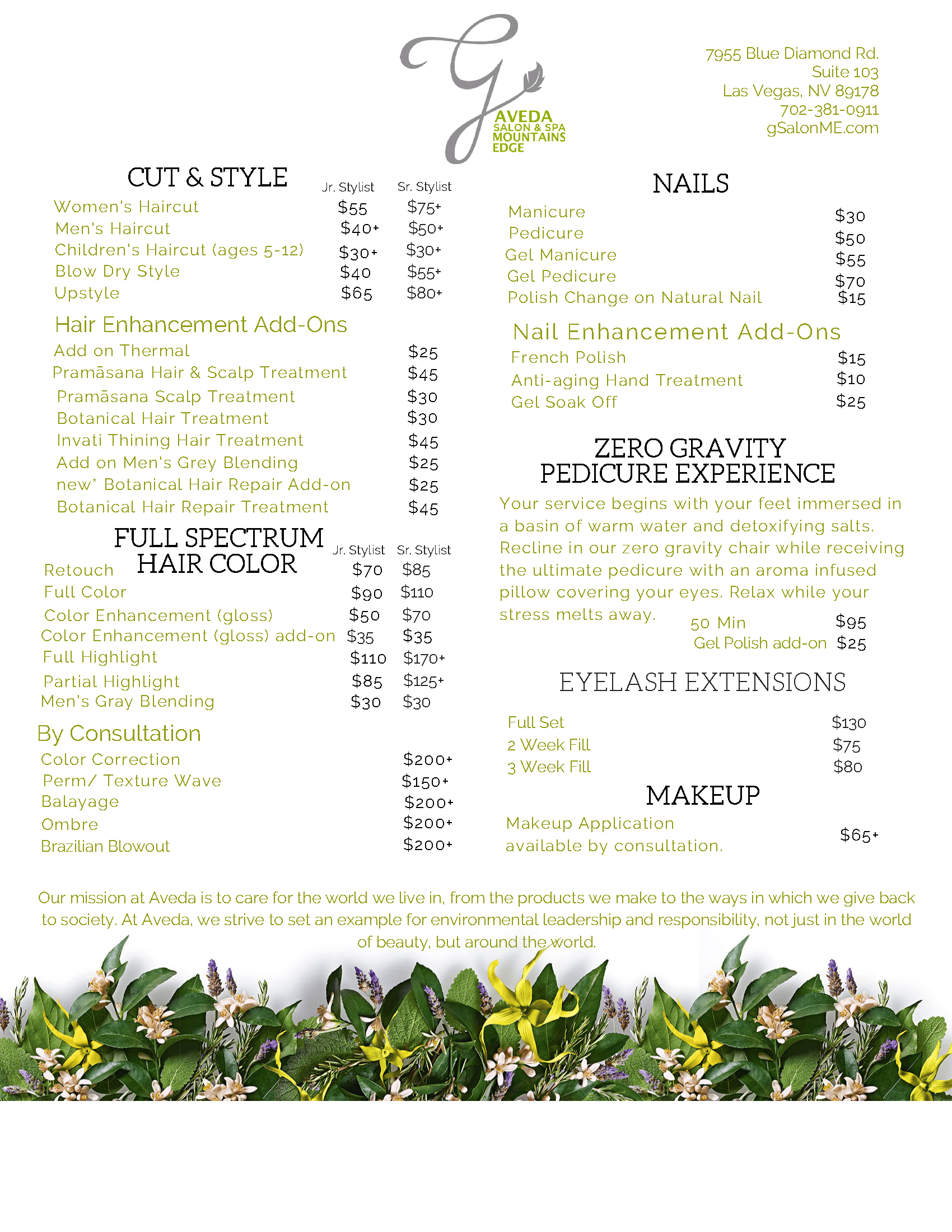 Mountains Edge g Aveda Salon Spa