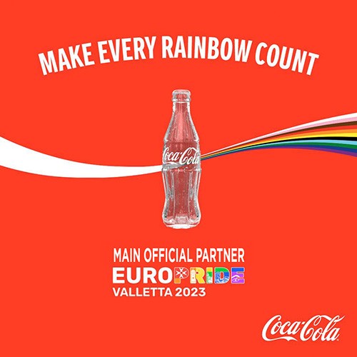 EuroPride 2023 in Malta CocaCola as Main Official Partner