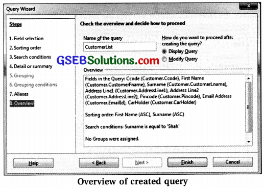 Computer Class 11 GSEB Solutions Chapter 11 Retrieving Data Using Queries 11