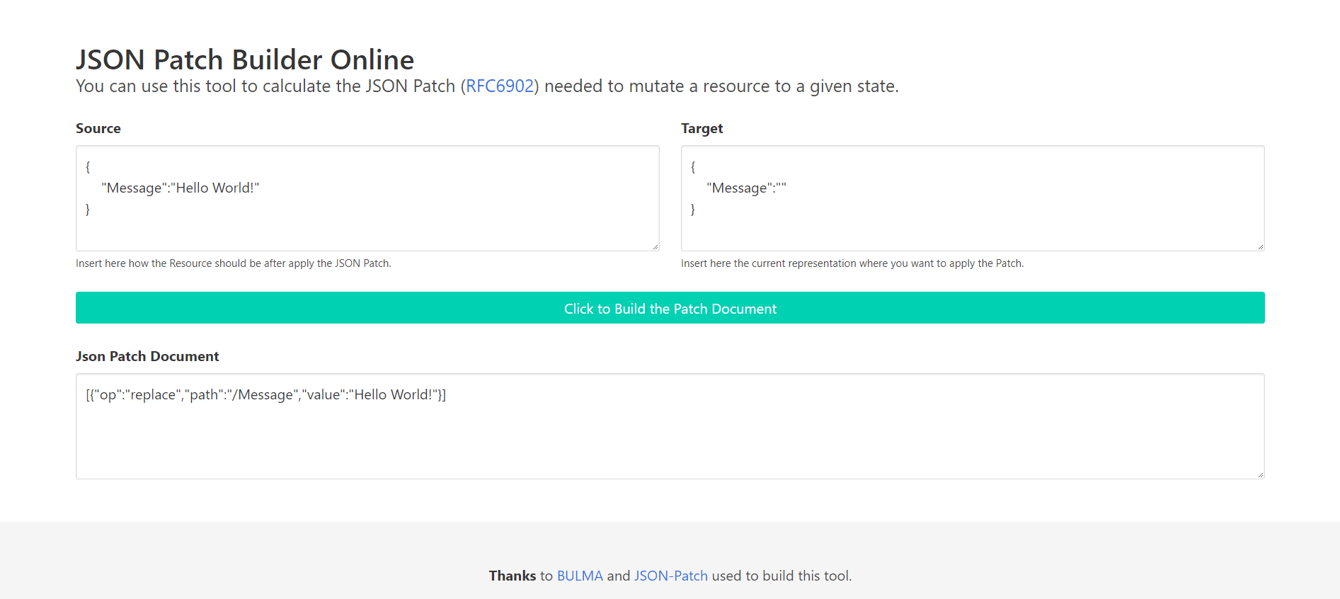 JSON Patch Builder Online Guilherme Ferreira