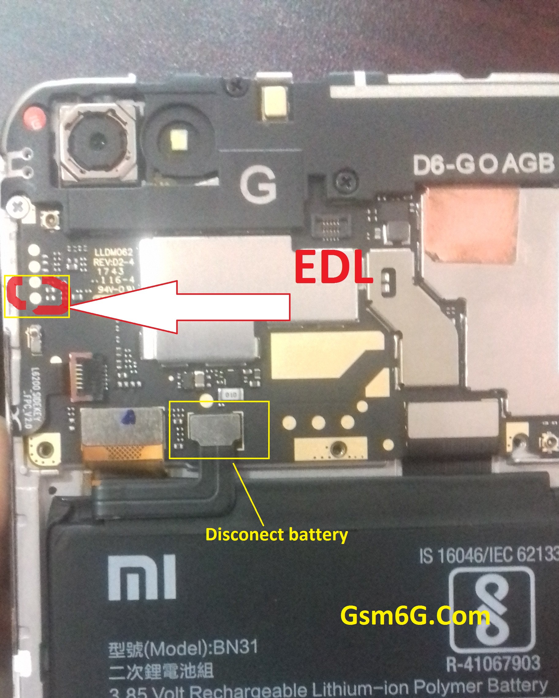 Edl testpoin xiaomi redmi note 5a Gsm6g