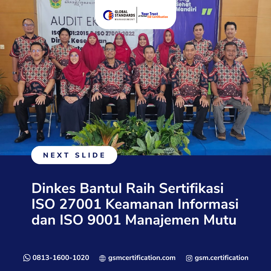 Dinkes Bantul Raih Sertifikasi ISO 27001 Keamanan Informasi dan ISO