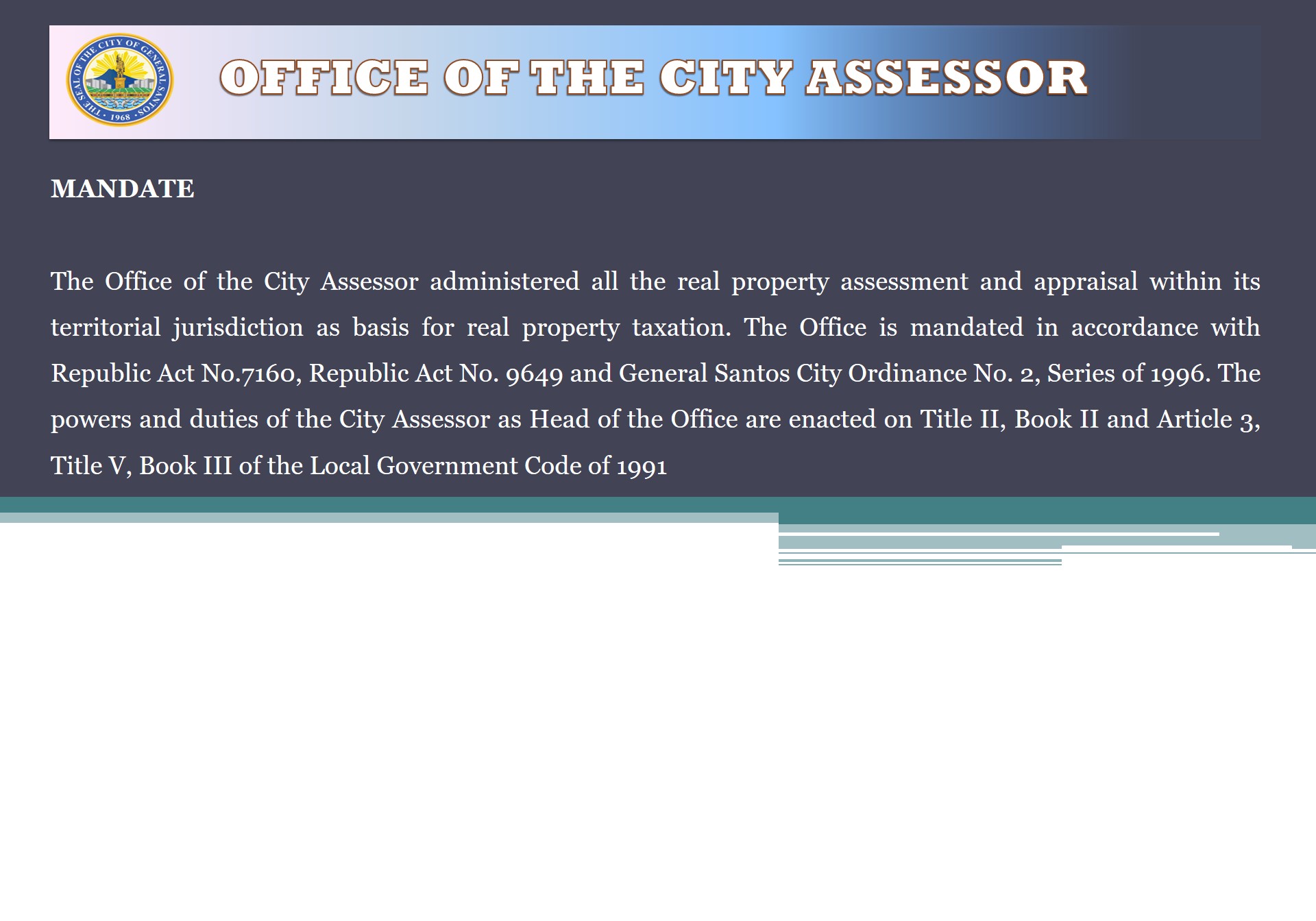 City Assessor's Office City Government of Gensan iQMS PORTAL