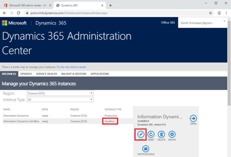 Setup multiple tenants and instances on Dynamics 365.