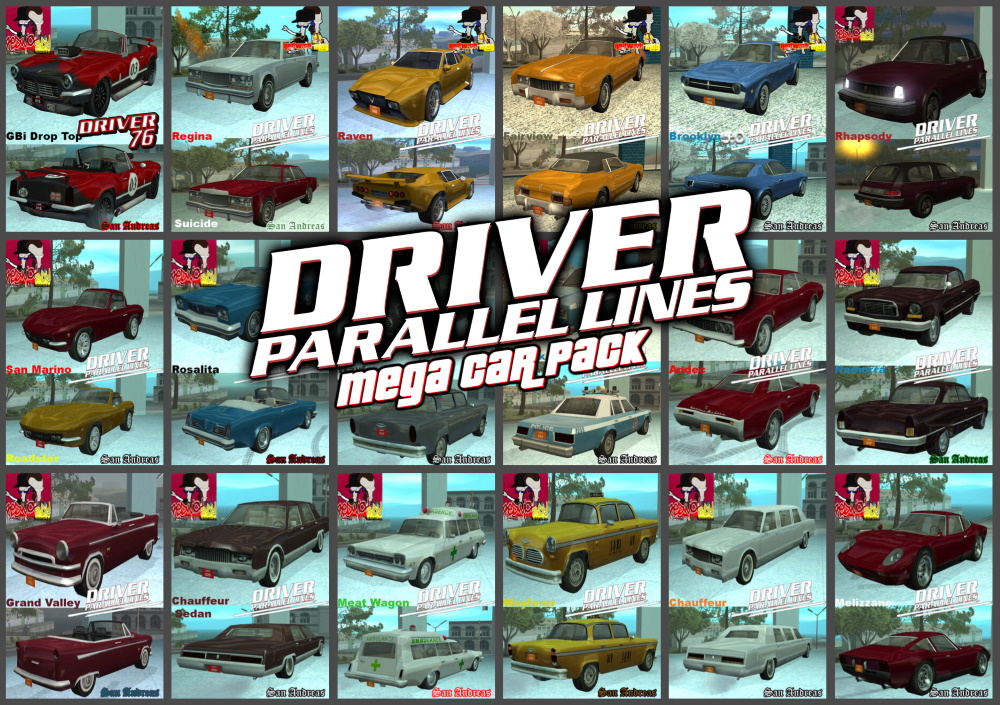Driver Parallel Lines Cars Megapack скачать для GTA San Andreas — GTA