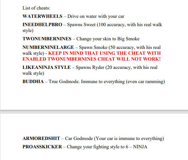 More Cheats Mod v2.0 скачать для GTA San Andreas