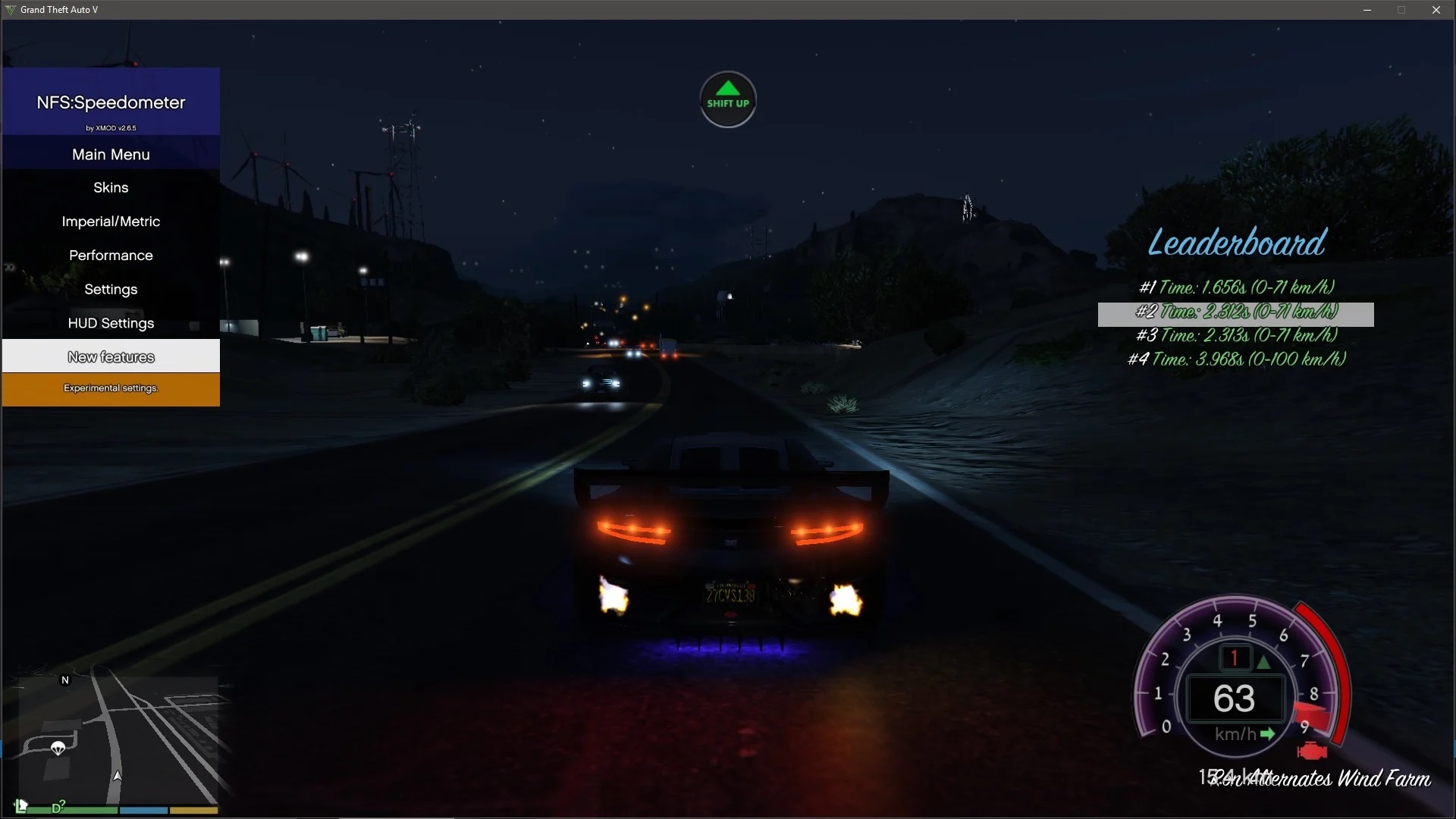 NFS gauge RPM Gear Speedometer & Timer 2.63.2 GTA 5 mod