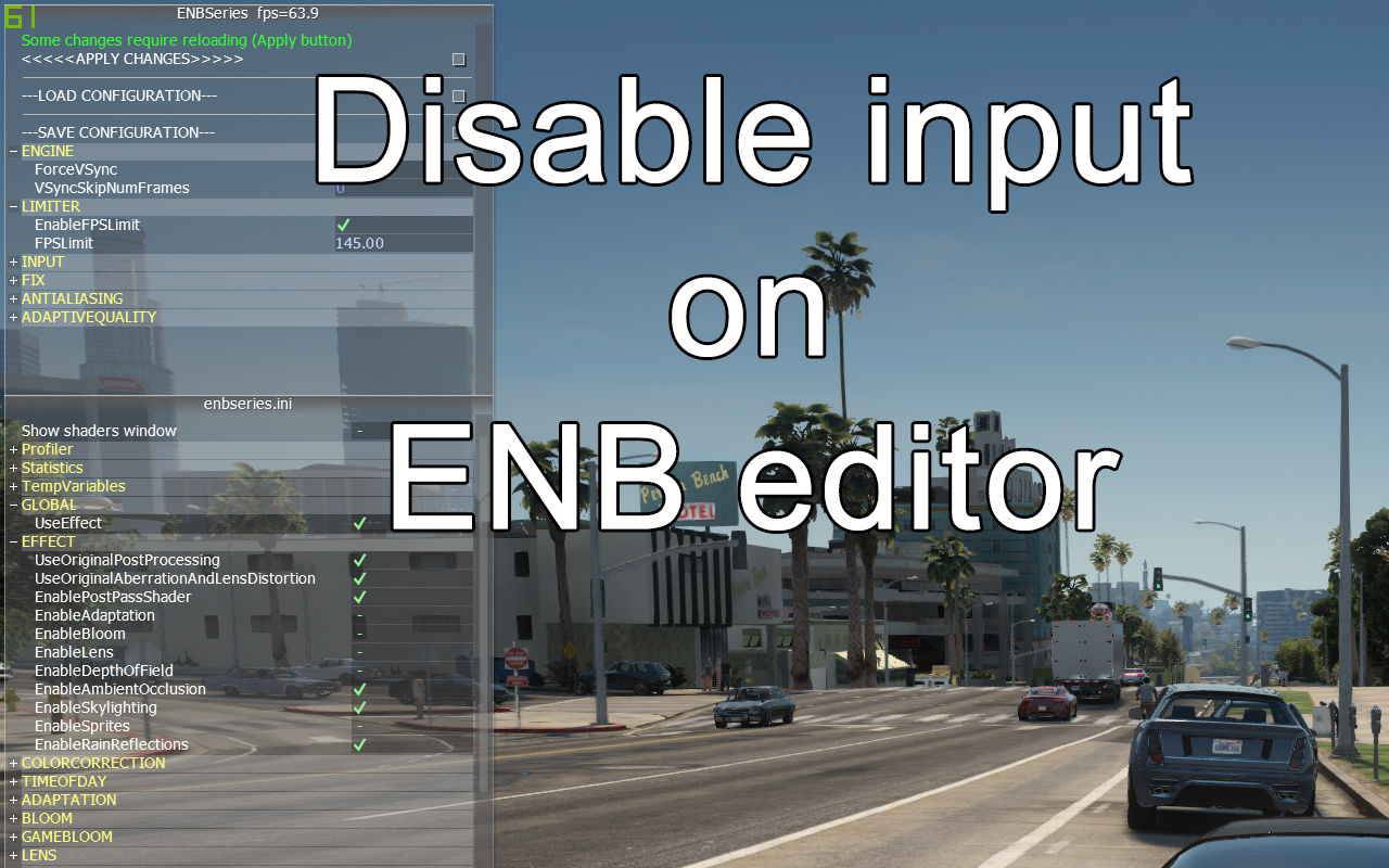 Disable input on ENB editor 1.0 GTA 5 mod