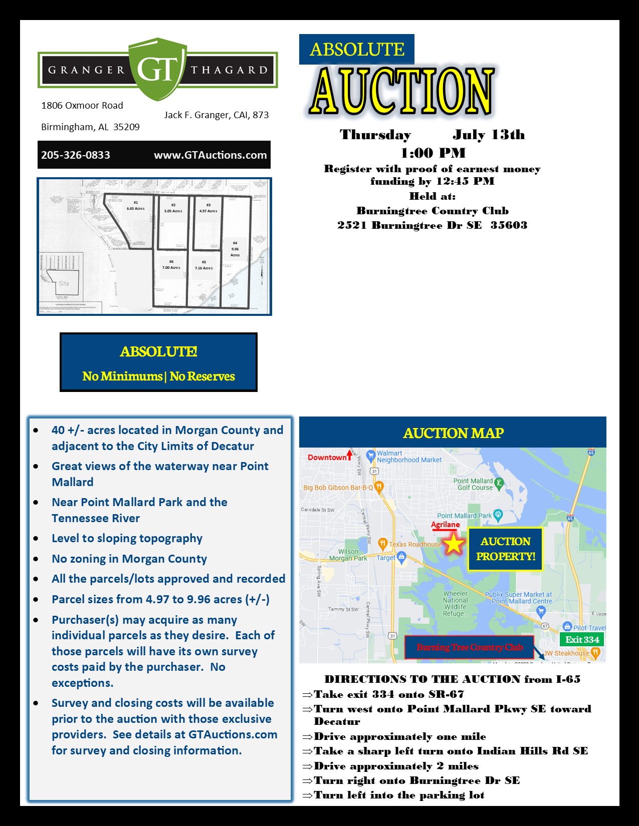 Decatur 40 Acres Decatur Auction Granger & Thagard Auction and