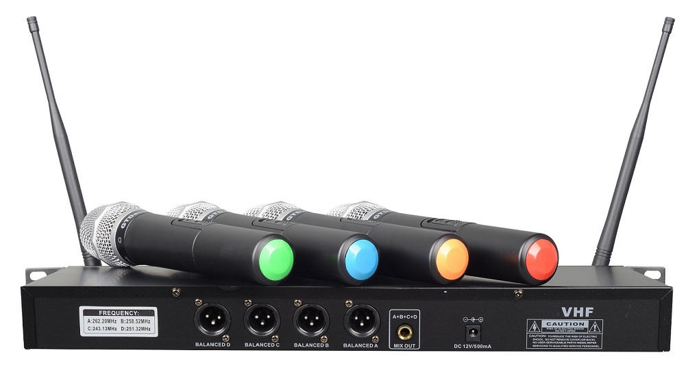 G380H GTD Audio 4 Channel VHF Handheld Wireless Microphone GTD Audio