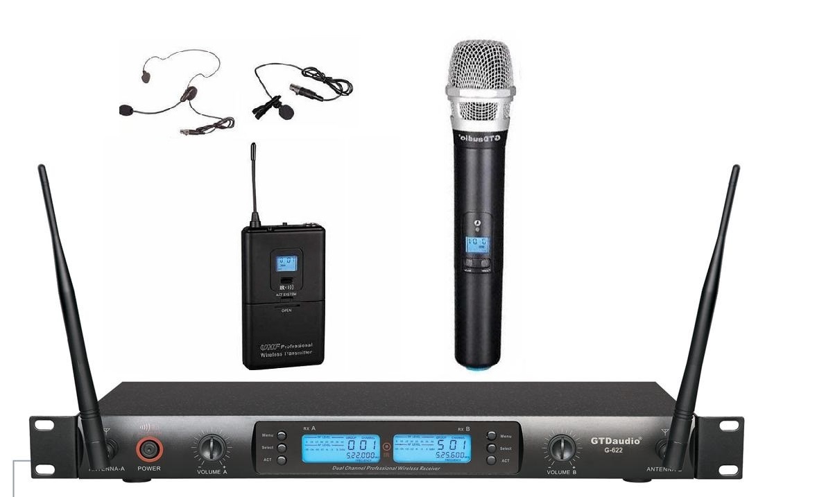 G622HL GTD Audio 2x100 Channel UHF Wireless Microphone GTD Audio