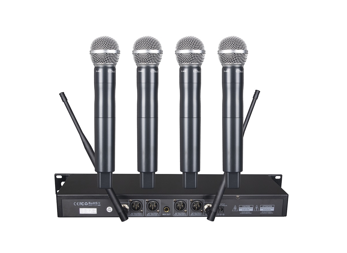 GTD Audio UHF 4 Handheld Wireless Microphone System K400 GTD Audio